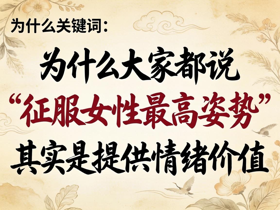 为什么大家都说“征服女性最高姿势”其实是提供情绪价值? 为什么大家都说“征服女性最高姿势”其实是提供情绪价值?