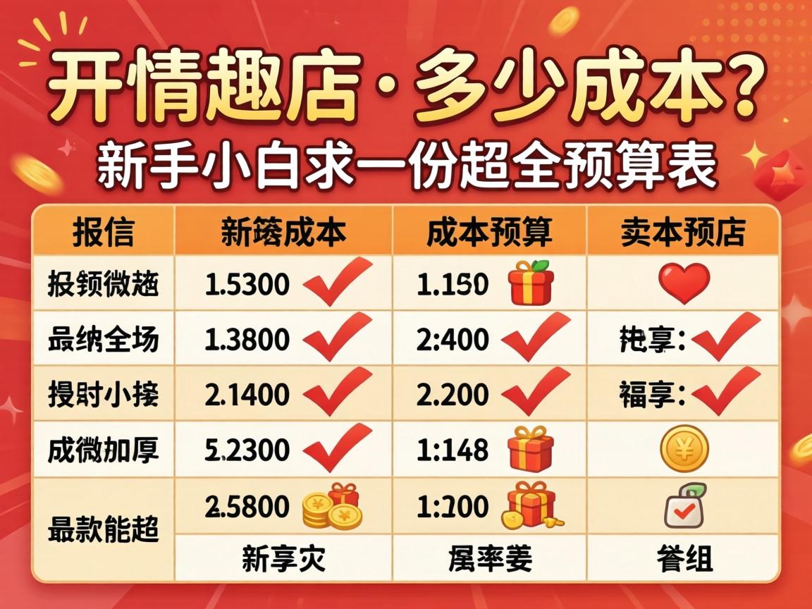 开情趣店要多少成本？新手小白求一份超全成本预算表！