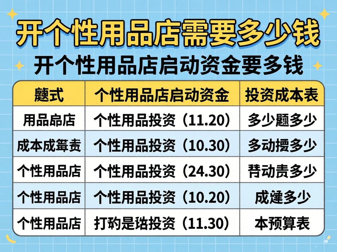 开个性用品店需要多少钱_开个性用品店启动资金要多少?个性用品店投资成本预算表? 开个性用品店需要多少钱_开个性用品店启动资金要多少?个性用品店投资成本预算表?